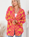 Contrast Exposed Seam Open Front Cardigan