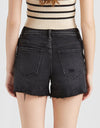 BAYEAS Stepped Waist Raw Hem Denim Shorts