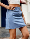 Asymmetrical Denim Mini Skirt