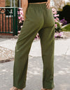 Drawstring Elastic Waist Pants with Pockets