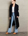 Waffle Knit Open Front Duster Cardigan With Pockets