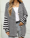 Striped Button Up Long Sleeve Cardigan