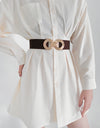 Geometric Buckle Elastic Wide Belt