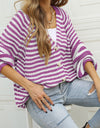 Striped Button Up Long Sleeve Cardigan