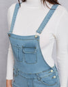 Distressed Washed Denim Overalls with Pockets