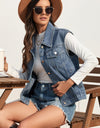 Pocketed Button Up Hooded Denim Jacket