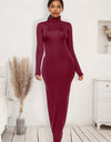 Mock Neck Long Sleeve Maxi Slim Dress