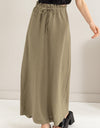 HYFVE Drawstring Washed Linen Maxi Skirt