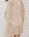 Openwork Open Front Long Sleeve Cardigan