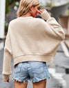 Round Neck Drop Shoulder Long Sleeve Sweater