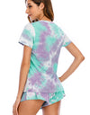 Tie-Dye Round Neck Short Sleeve Top and Shorts Lounge Set