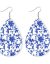 Printed PU Teardrop Earrings