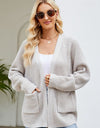 Open Front Raglan Sleeve Pocketed Cardigan