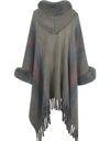 Color Block Fringe Detail Poncho