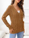 Button Down Cable-Knit Cardigan