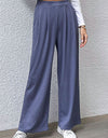 Pleated Detail Wide-Leg Pants with Pockets