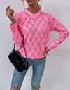 Openwork Cutout Dropped Shoulder Sweater