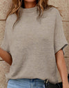 Mock Neck Short Sleeve Sweater