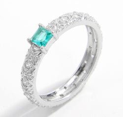 925 Sterling Silver Square Zircon Ring