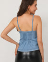 Pleated Detail Buttoned Denim Cami