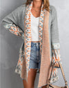 Geometric Open Front Long Sleeve Cardigan