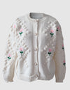 Floral Button Up Round Neck Long Sleeve Cardigan