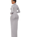 Mock Neck Long Sleeve Maxi Slim Dress