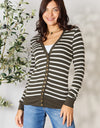 Zenana Full Size Striped Snap Down Cardigan