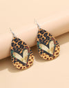 PU Leather Leopard Teardrop Earrings