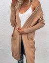 Open Front Long Sleeve Cardigan with Pockets