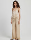 Fringe Hem Wide Leg Long Pants