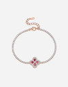 Lab-Grown Ruby 925 Sterling Silver Flower Shape Bracelet