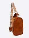 Random Pattern Adjustable Strap PU Leather Sling Bag