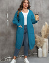 Plus Size Long Sleeve Pocketed Cardigan