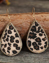 Zircon PU Leopard Teardrop Earrings