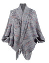 Fringe Detail Printed Poncho