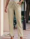 Drawstring Elastic Waist Pants with Pockets