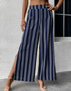 Striped Slit Wide Leg Pants