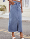 Slit Asymmetrical Waist Denim Skirt