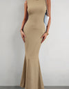 Devine Round Neck Sleeveless Maxi Fishtail Dress