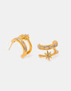 Stainless Steel Zircon Double-Layered Earrings