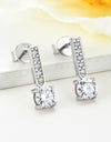 Moissanite and Zircon 925 Sterling Silver Drop Earrings