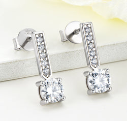 Moissanite and Zircon 925 Sterling Silver Drop Earrings