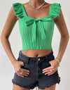 Square Neck Tie Front Knit Top