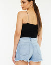 Kancan Raw Hem Distressed High Waist Denim Shorts