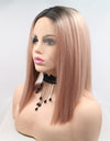 13*3" Lace Front Wigs Synthetic Mid-length Straight 12" 130% Density