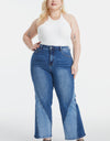 BAYEAS Full Size High Waist Two-Tones Patched Wide Leg Jeans