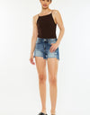 Kancan High Waist Raw Hem Denim Shorts