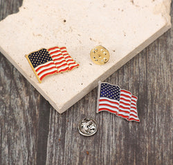 2 Piece Drip Oil US Flag Brooch