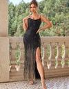 Backless Slit Sequin Spaghetti Strap Dress